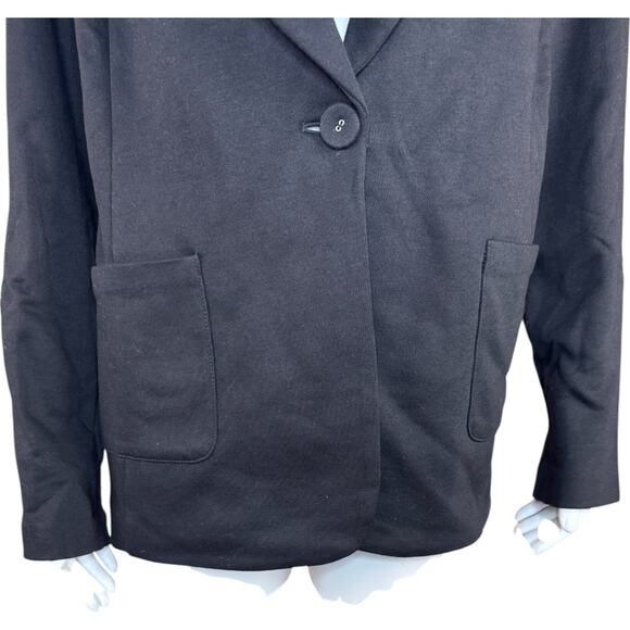 Susan Graver Weekend Washed French Terry Blazer Black Large Business Career NWOT - Picture 10 of 14